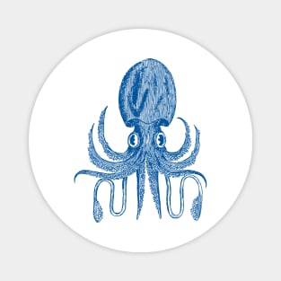 Playful Octopus Art Block Print in Blue Magnet